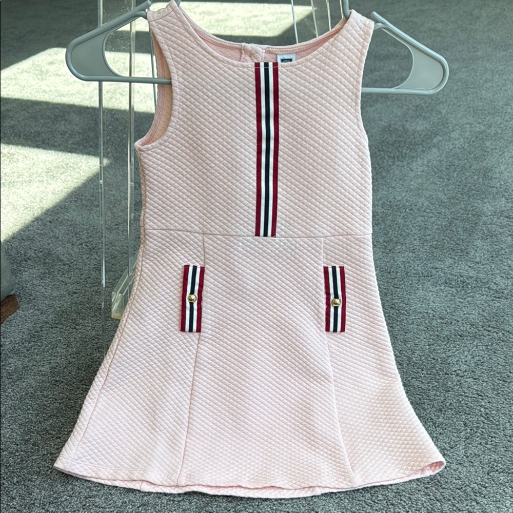 Janie and Jack White and Pink Pleated A-Line Dress